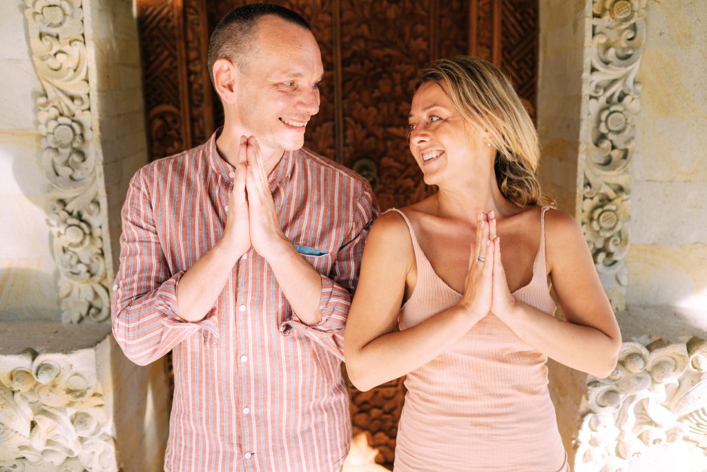 Couple meditate to improve life